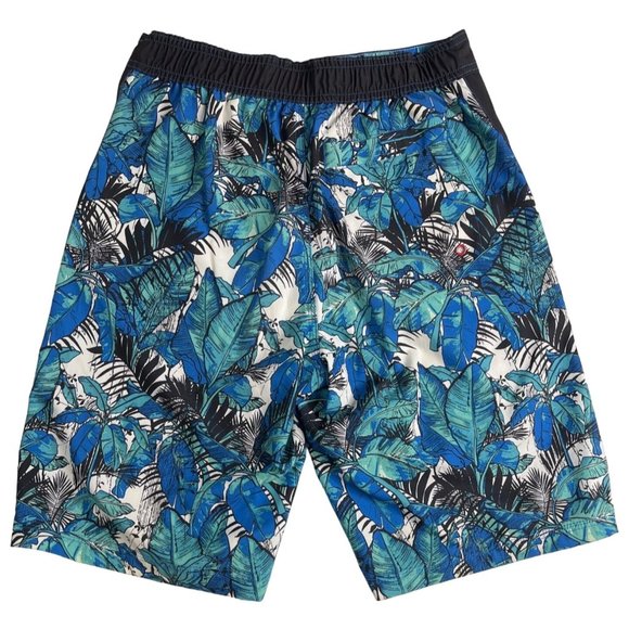 Red Camel Boy's Patterned Swim Trunks XL 10" Inseam Blue Black White Polyester - Picture 2 of 6